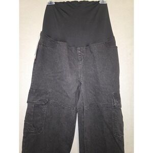 Isabel Maternity NEW Cargo Jeans Black Washed Denim Sz 6 Crossover Belly Panel